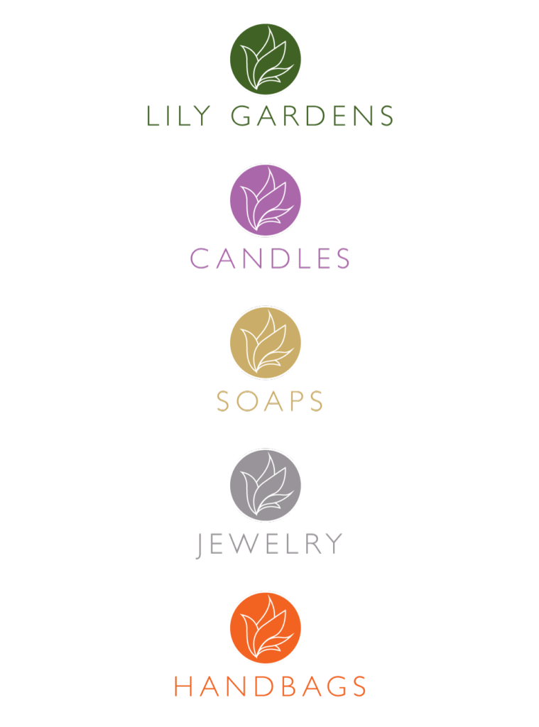 The Lily Gardens logo, applied across the various company lines.